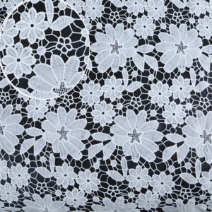 Zuivere kant stof geborduurde polyester kant stof, melk zijde, kant. Polyester / Nylon kant, katoen kant